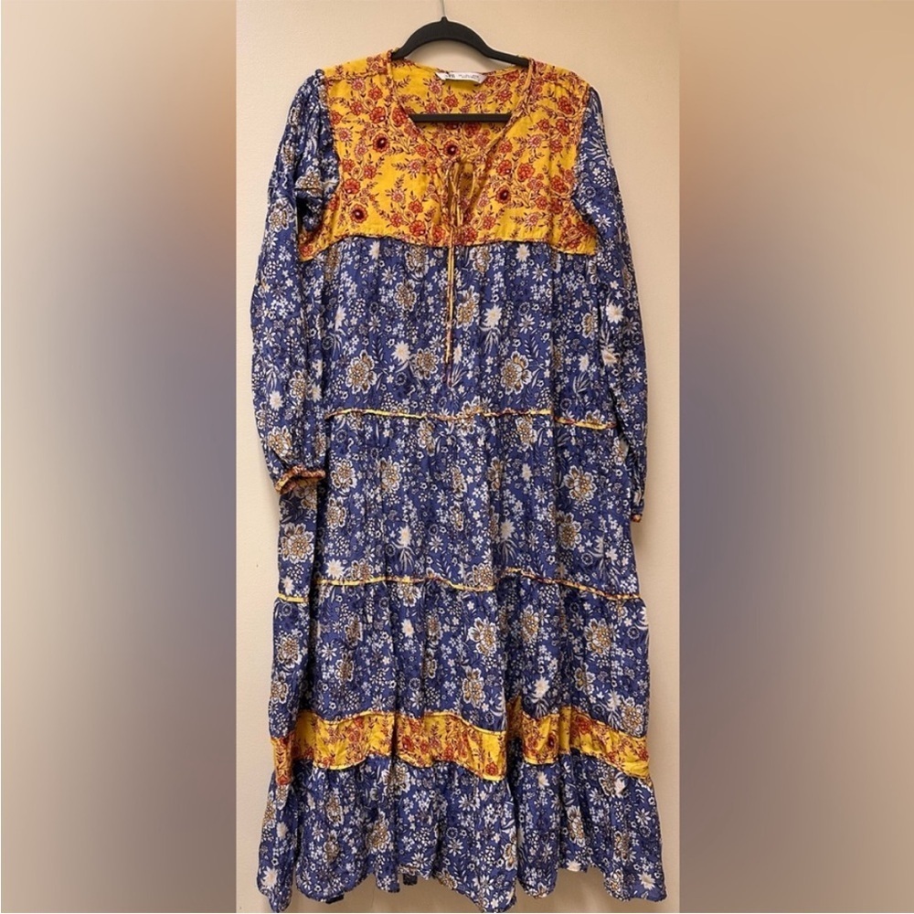 Zara Blue and Yellow Floral Long Sleeve Dress - Picture 10 of 11
